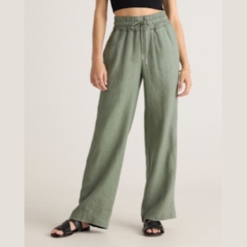 Quince 100% European Linen Wide Leg Pants - XS - Light Cargo